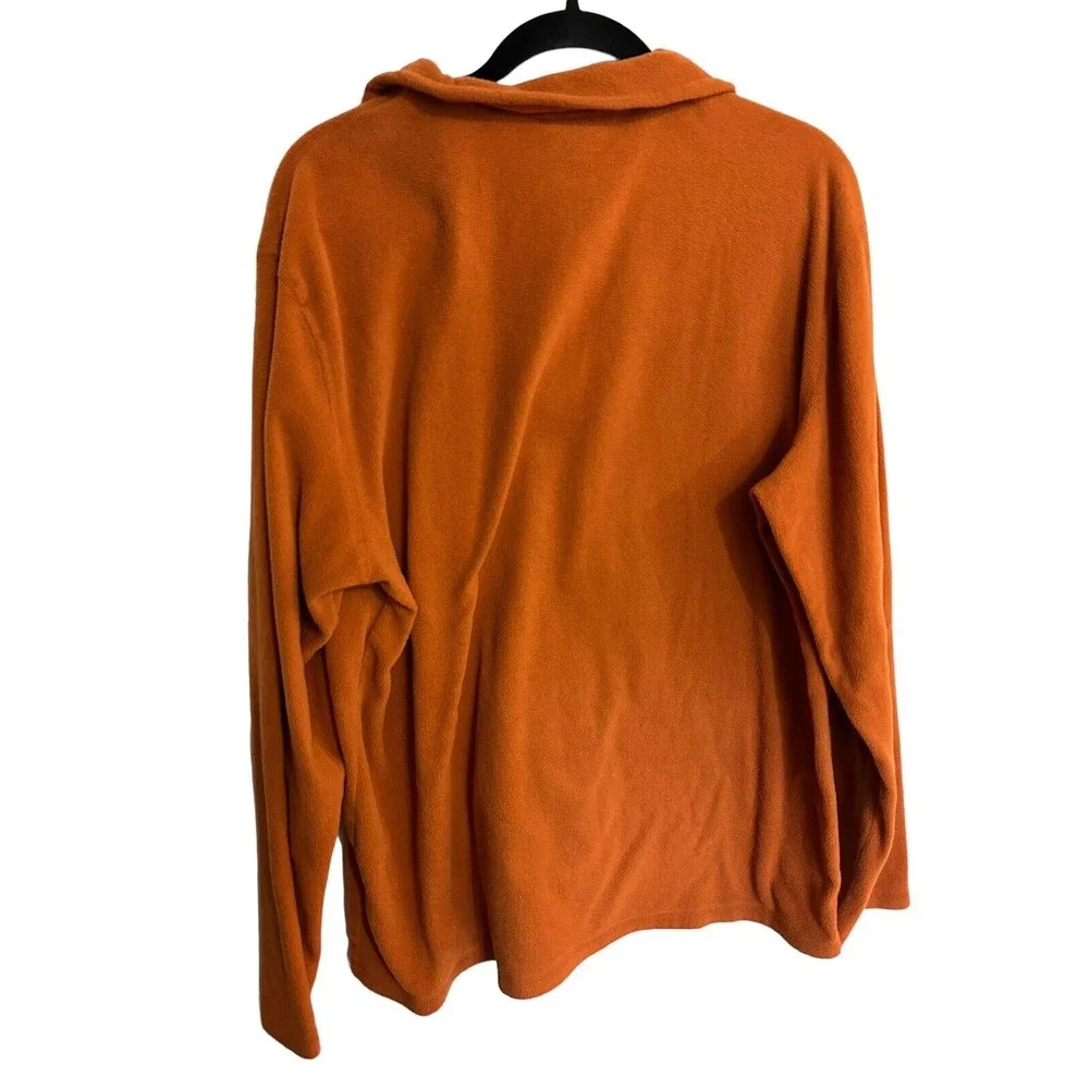 The North Face Sweater Men's‎ Large Orange Micro Fleece 1/4 Zip Polartec Hiking